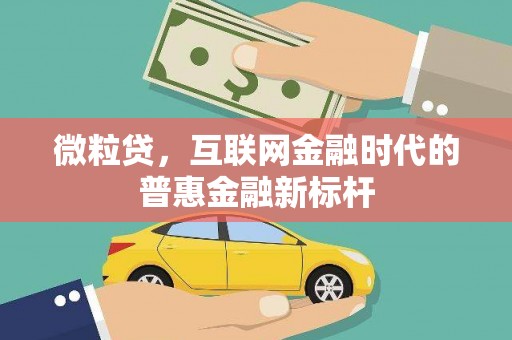 双鸭山微粒贷，互联网金融时代的普惠金融新标杆