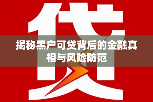 双鸭山揭秘黑户可贷背后的金融真相与风险防范