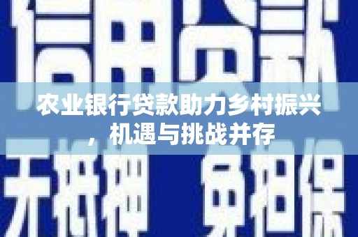 双鸭山农业银行贷款助力乡村振兴，机遇与挑战并存