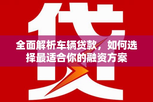 双鸭山全面解析车辆贷款，如何选择最适合你的融资方案